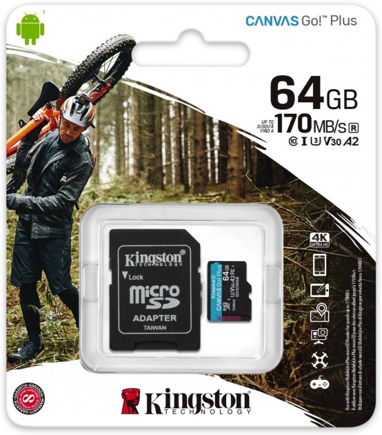 MicroSDXC 64 Gb Kingston Canvas Go! Plus class 10 UHS-I - зображення 1