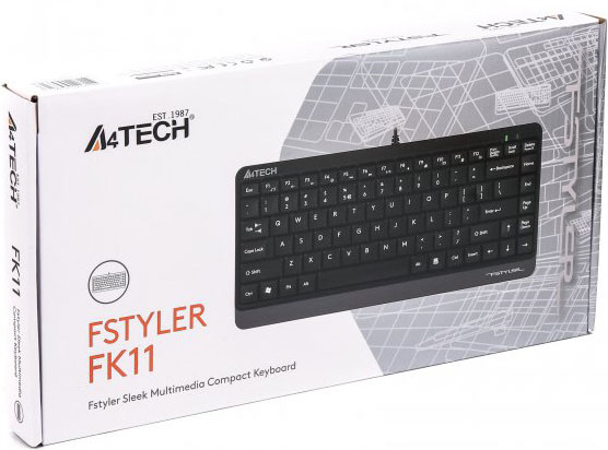 Клавіатура A4-Tech FK11 Fstyler Compact Size USB Grey - зображення 5