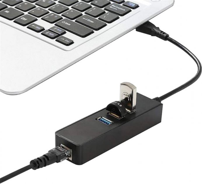 Мережевий адаптер + USB Hub Dynamode (USB3.0-Type-A-RJ45-HUB3) - зображення 3