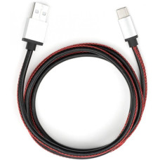 Кабель USB2  АM-Type C 1м, 2.4A Vinga leather black - зображення 1