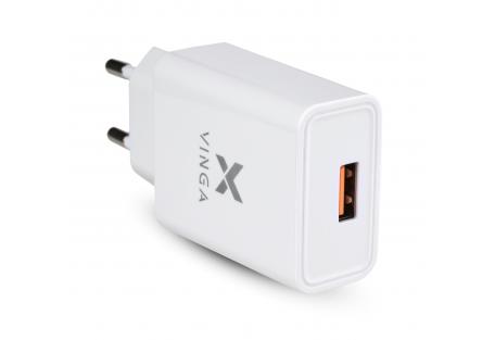 Зарядний пристрій Vinga QC3.0 Quick Wall Charger 1xUSB 18W Max (VWCQAW) - зображення 1