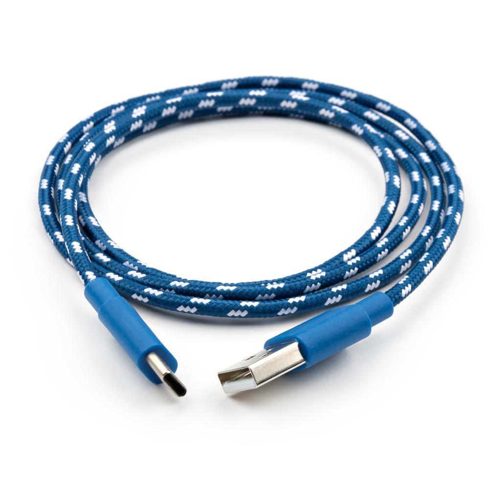 Кабель USB2  АM-Type C 1м, 2.4A Vinga 2color nylon blue - зображення 2