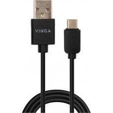 Кабель USB2  АM-Type C 1м, 3A 18W PVC black Vinga - зображення 1