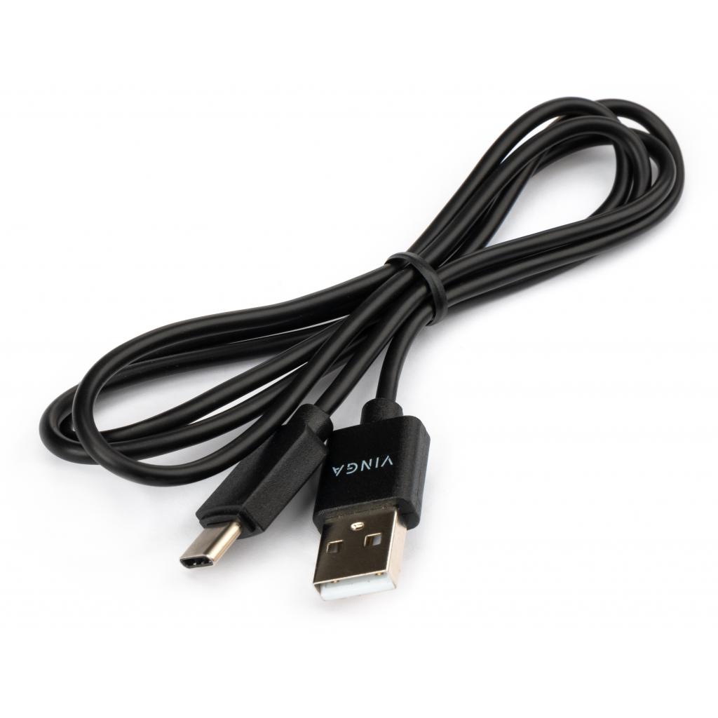 Кабель USB2  АM-Type C 1м, 3A 18W PVC black Vinga - зображення 2