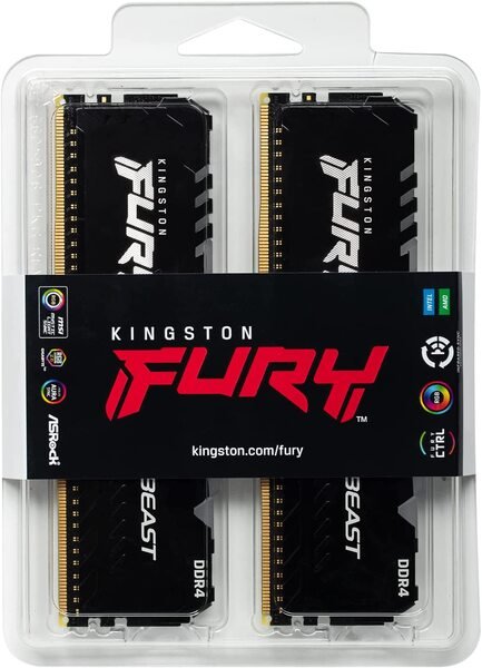 Пам'ять DDR4 RAM_16Gb (2x8Gb) 2666Mhz Kingston Fury Beast RGB (KF426C16BBAK2\/16) - зображення 1