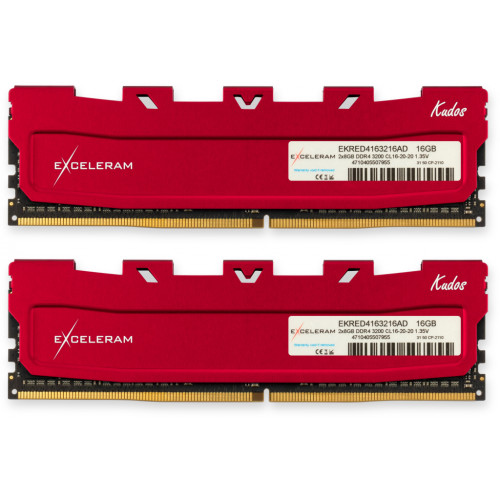 Пам'ять DDR4 RAM_16Gb (2x8Gb) 3200Mhz Exceleram Kudos Red (EKRED4163216AD) - зображення 1