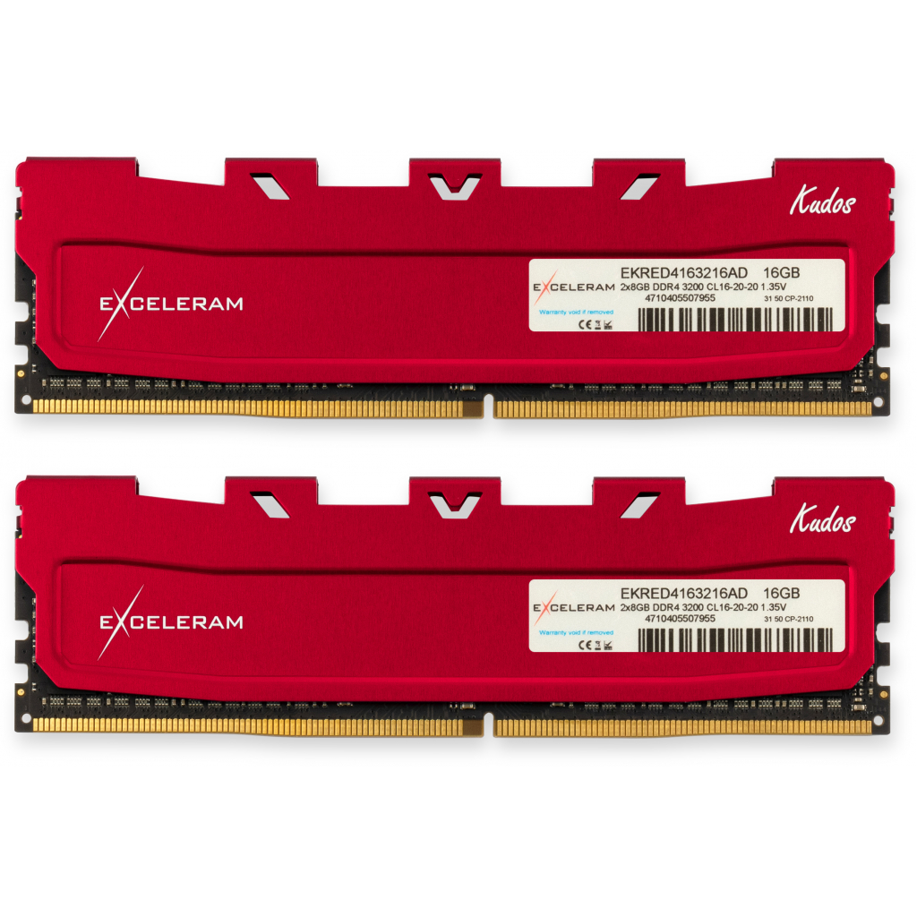 Пам'ять DDR4 RAM_16Gb (2x8Gb) 3200Mhz Exceleram Kudos Red (EKRED4163216AD) - зображення 1