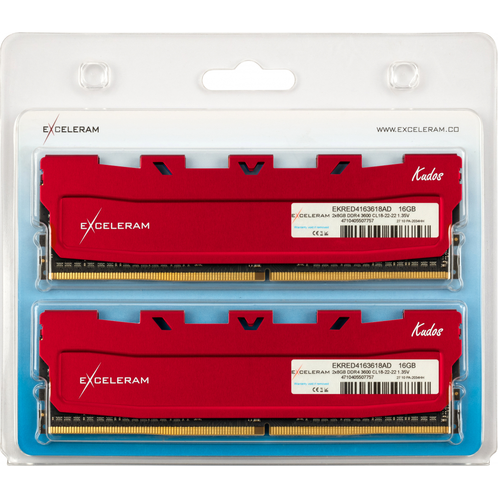 Пам'ять DDR4 RAM_16Gb (2x8Gb) 3200Mhz Exceleram Kudos Red (EKRED4163216AD) - зображення 4
