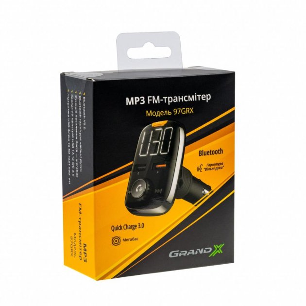 Автомобільний MP3 FM модулятор + блютуз Grand-X 97GRX Black - зображення 4