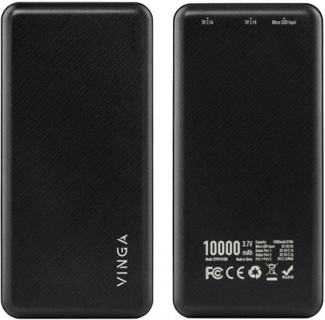 Батарея POWER BANK Vinga 10000 mAh black - зображення 5