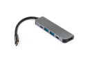 Концентратор Vinga Type-C to 4K HDMI + 2xUSB3.0 + 2x USB Type-C PD aluminium - зображення 3