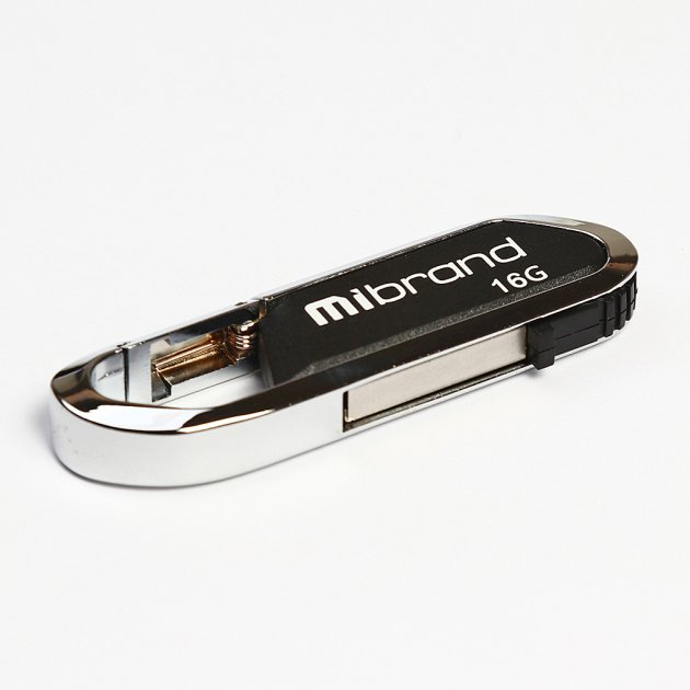 Флеш пам'ять USB 16Gb Mibrand Aligator Black USB2.0, брелок, метал + пластик - зображення 1