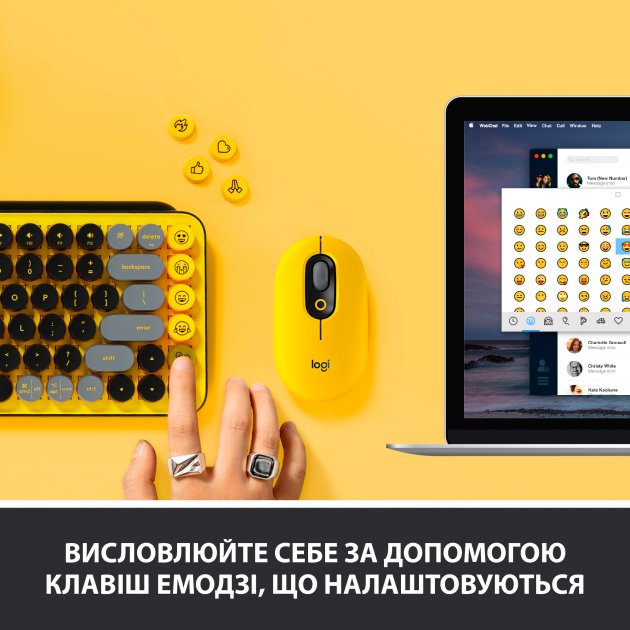 Клавіатура Logitech POP Keys Wireless Mechanical Keyboard Blast Yellow (920-010716) - зображення 5