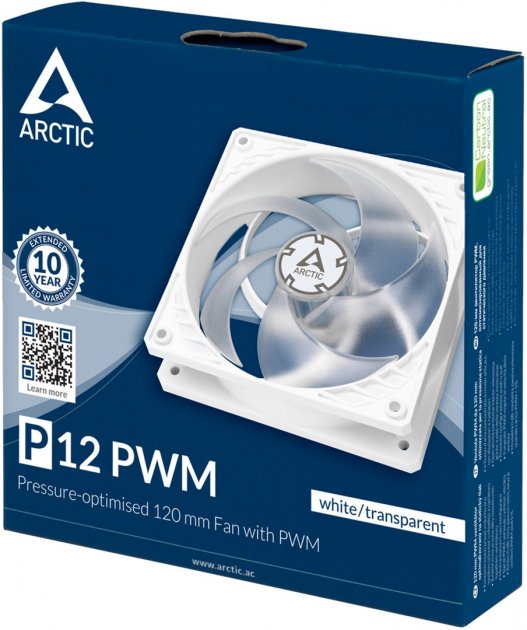 Вентилятор для корпусів 120 мм Arctic P12 PWM White\/Transparen (ACFAN00131A) - зображення 5