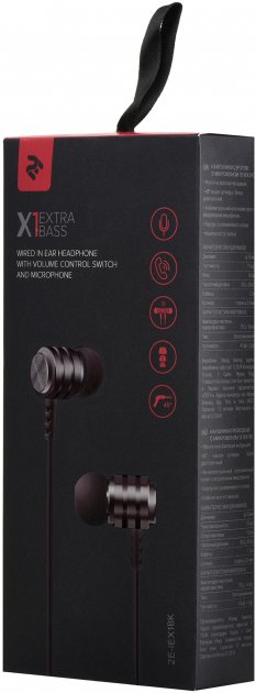 Гарнітура 2E X1 Extra Bass Mic Black - зображення 4