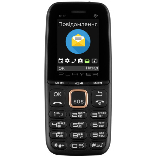 Мобільний телефон 2E S180 2021 Dual Sim Black&Gold без ЗП (688130243384) - зображення 1