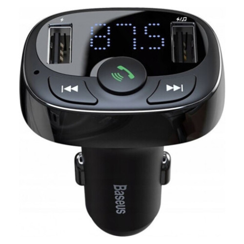 Автомобільний MP3 FM модулятор + Bluetooth Baseus T-Typed MP3 Car Charger S-09A Black - зображення 2