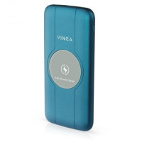 Батарея POWER BANK Vinga 10000 mAh Wireless QC3.0 PD soft touch blue