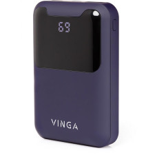 Батарея POWER BANK Vinga 10000 mAh Display soft touch purple