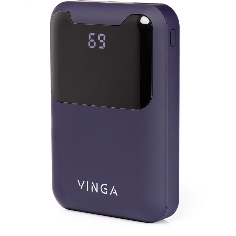 Батарея POWER BANK Vinga 10000 mAh Display soft touch purple - зображення 1