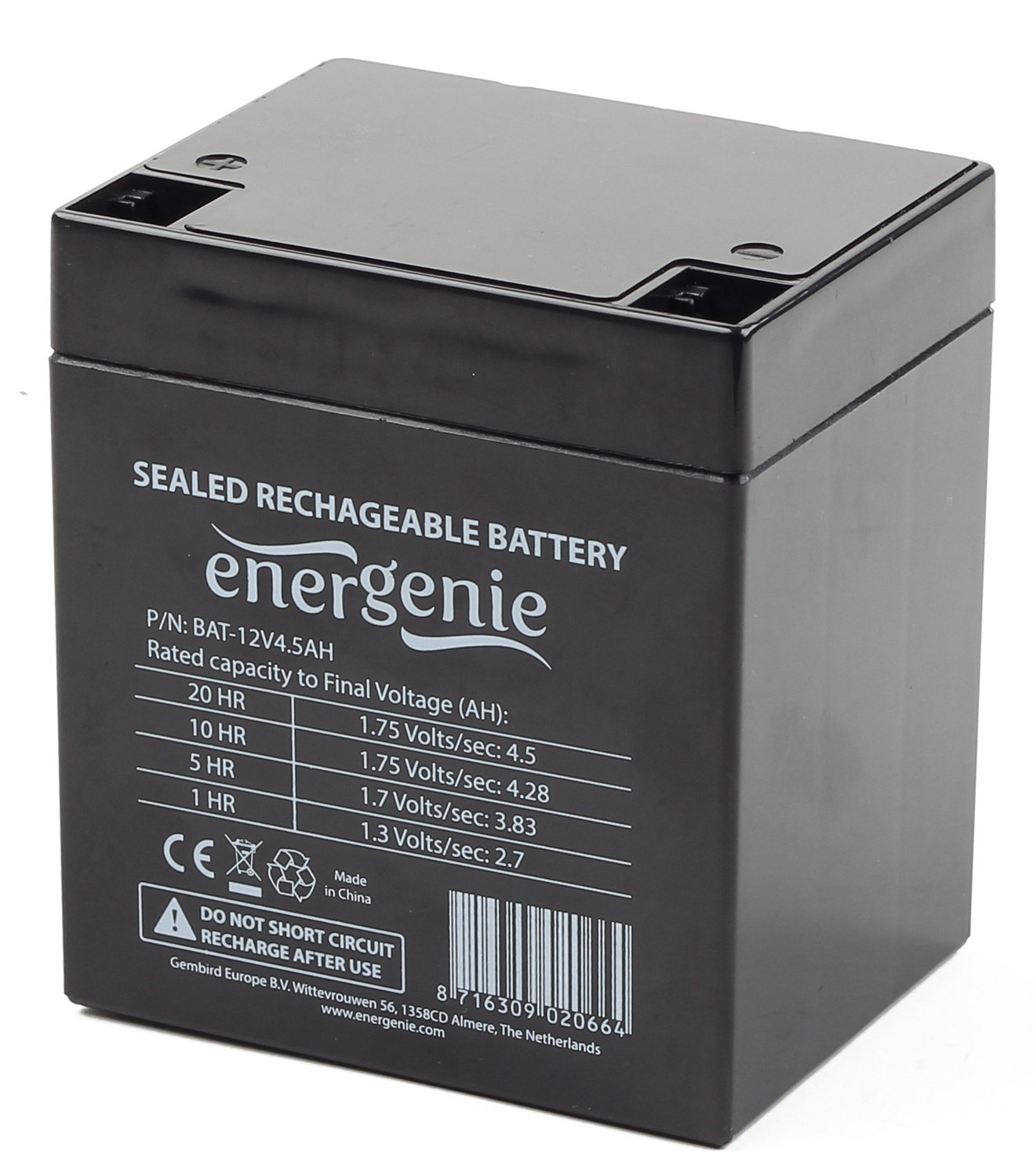 Акумуляторна батарея EnerGenie 12V  4.5Ah - зображення 1