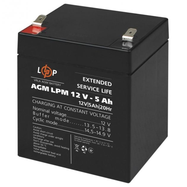 Акумуляторна батарея LogicPower LPM 12V 5Ah (3861) - зображення 1