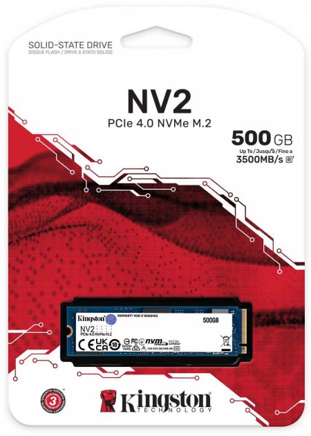 Накопичувач SSD NVMe M.2 500GB Kingston NV2 (SNV2S\/500G) - зображення 1