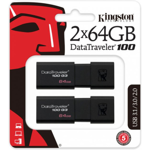 Флеш пам'ять USB 64 Gb Kingston DT 100 G3 USB3.0 - зображення 1