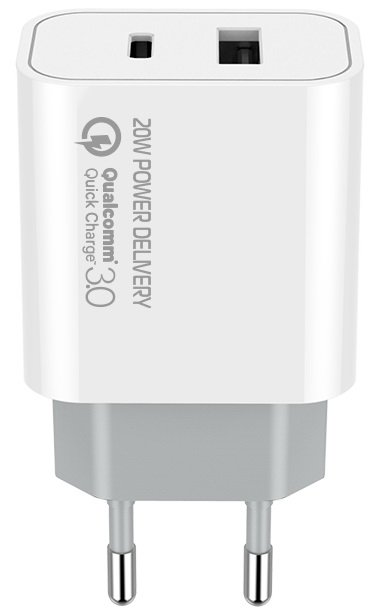 Зарядний пристрій ColorWay Type-C PD + USB QC3.0 20W (CW-CHS025QPD-WT) - зображення 1