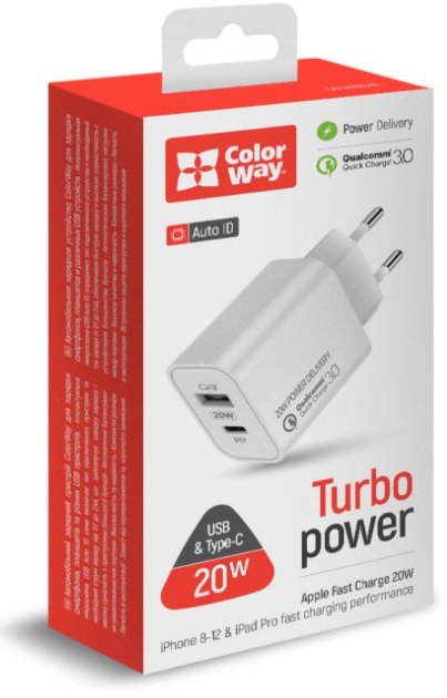 Зарядний пристрій ColorWay Type-C PD + USB QC3.0 20W (CW-CHS025QPD-WT) - зображення 6