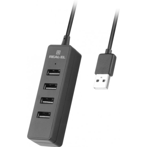 Концентратор USB 2.0 REAL-EL HQ-174 black 4 порти - зображення 1