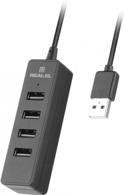 Концентратор USB 2.0 REAL-EL HQ-174 black 4 порти - зображення 1