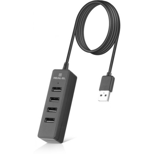 Концентратор USB 2.0 REAL-EL HQ-174 black 4 порти - зображення 3