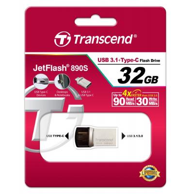 Флеш пам'ять USB 32 Gb Transcend JetFlash 890S USB 3.1 \/ Type-C - зображення 4