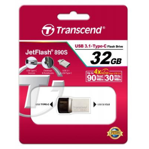 Флеш пам'ять USB 32 Gb Transcend JetFlash 890S USB 3.1 \/ Type-C - зображення 5