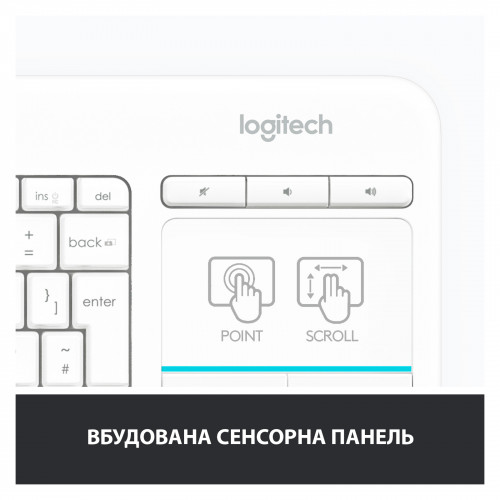 Клавіатура Logitech Media K400 Plus White - зображення 4