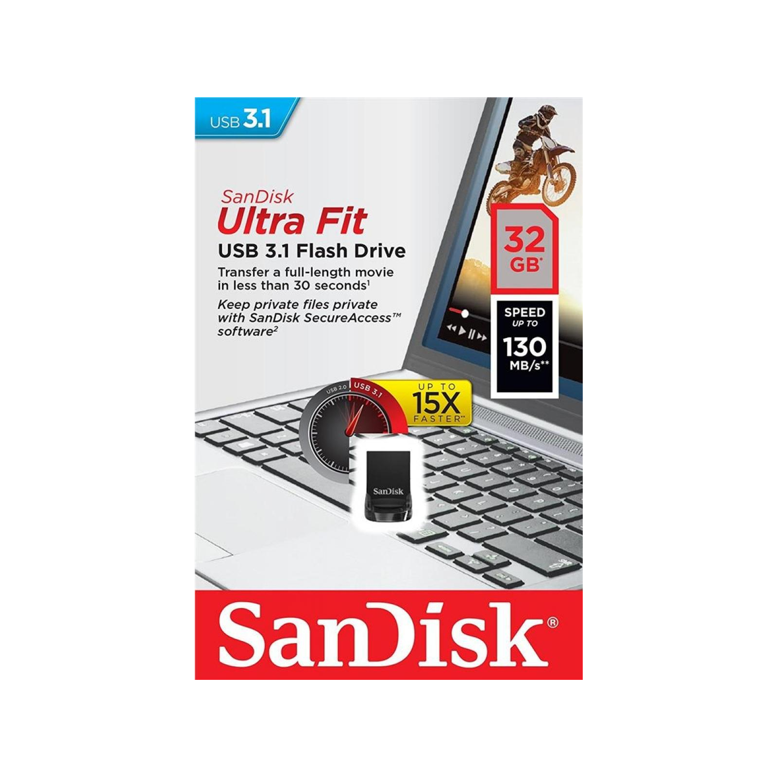 Флеш пам'ять USB 32 Gb SANDISK Ultra Fit USB 3.1 - зображення 5