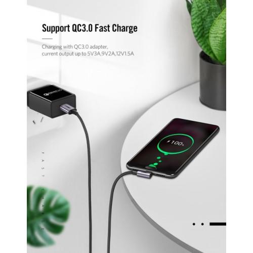 Кабель USB2  АM-Type C Ugreen US284, 1м, 3A, Г-подібні штекери - зображення 5