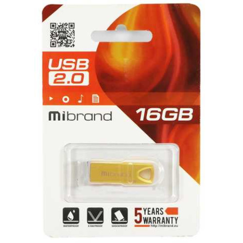 Флеш пам'ять USB 16Gb Mibrand Taipan Gold USB2.0, метал - зображення 2