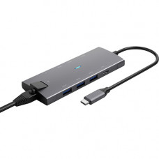 Концентратор Dynamode Type-C to HDMI 4K + Mini DP + 3хUSB3.0 + Gigabit RJ45 + USB Type C + microSD + SD - зображення 1