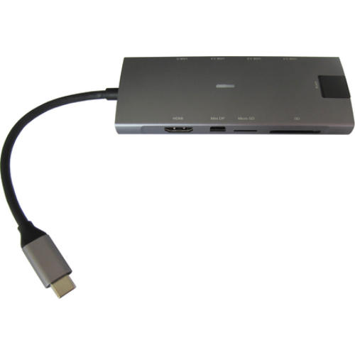 Концентратор Dynamode Type-C to HDMI 4K + Mini DP + 3хUSB3.0 + Gigabit RJ45 + USB Type C + microSD + SD - зображення 2