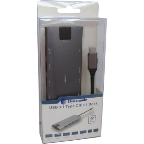Концентратор Dynamode Type-C to HDMI 4K + Mini DP + 3хUSB3.0 + Gigabit RJ45 + USB Type C + microSD + SD - зображення 4