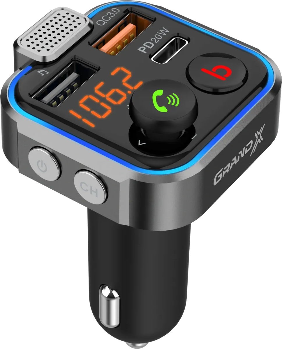 Автомобільний MP3 FM модулятор + блютуз Grand-X 99GRX Black - зображення 2