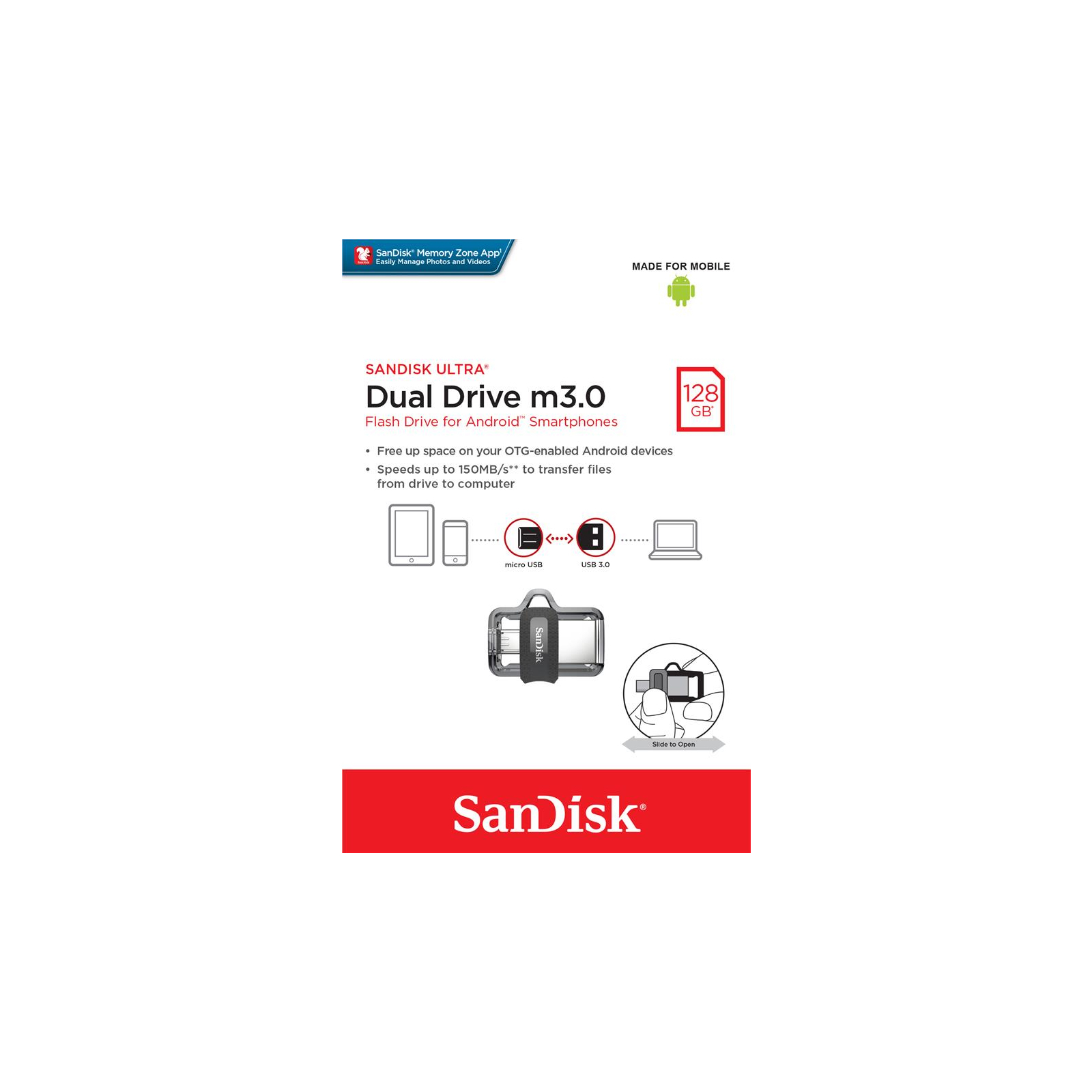 Флеш пам'ять USB 128Gb SanDisk Ultra Dual Drive m3.0 USB 3.0 OTG - зображення 7