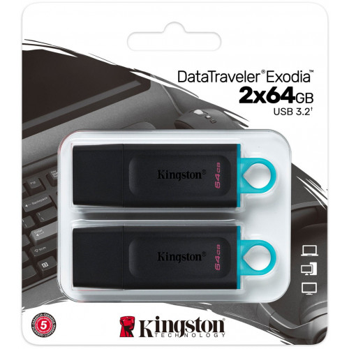 Флеш пам'ять USB 64 Gb Kingston DataTraveler Exodia USB3.2, 2 шт. - зображення 2