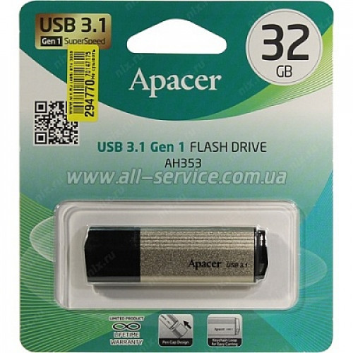 Флеш пам'ять USB 32 Gb Apacer AH353 Champagne Gold - зображення 4