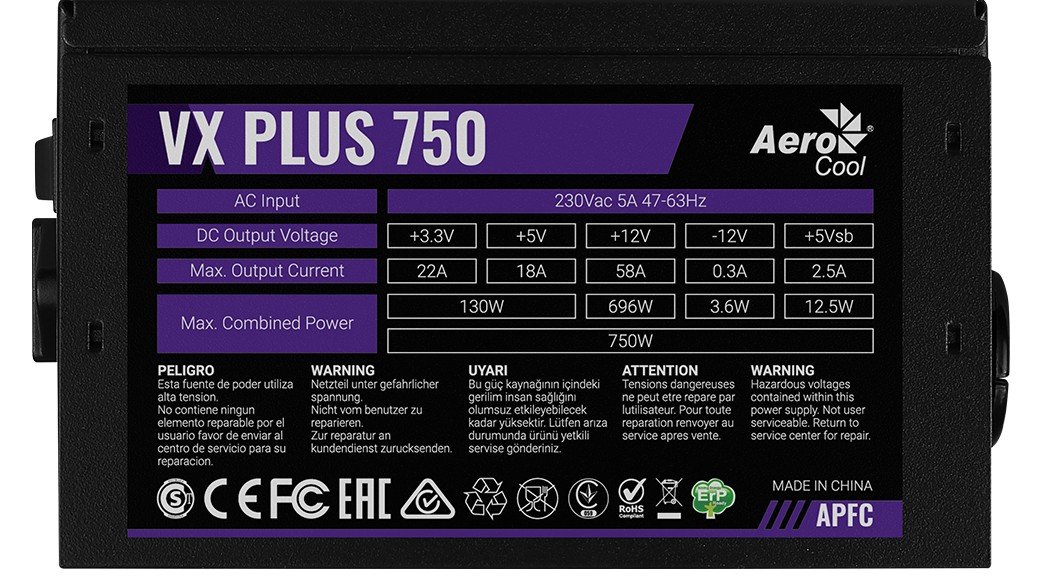 БЖ 750Вт Aerocool VX PLUS 750 (ACPN-VS75AEY.11) - зображення 4