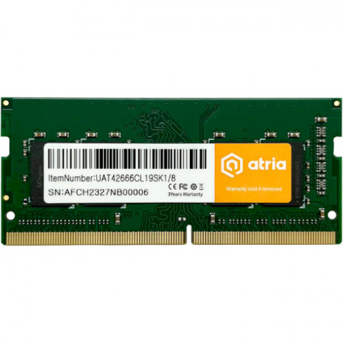 Пам'ять DDR4-2666 8 Gb ATRIA 2666MHz SoDIMM - зображення 1
