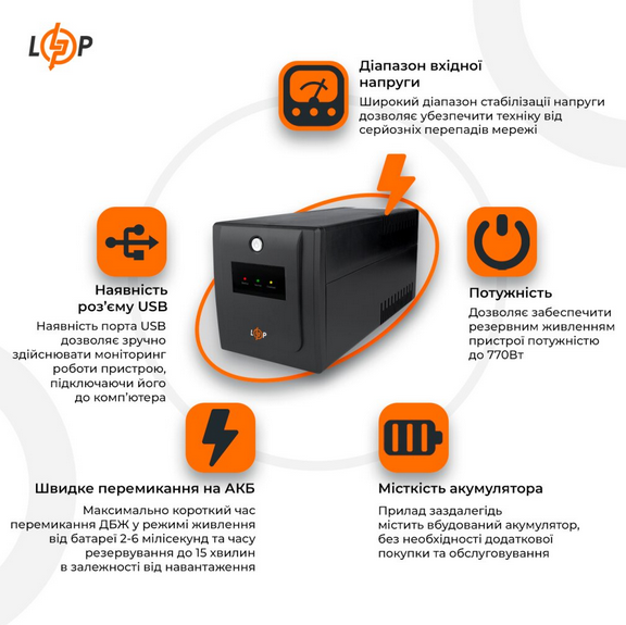 ББЖ LogicPower UPS LPM-U1100VA-P - зображення 4