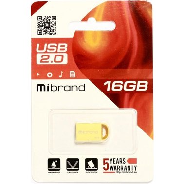 Флеш пам'ять USB 16Gb Mibrand lynx Gold USB2.0, метал - зображення 2